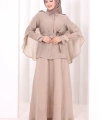 Kloş Etek Tunik Takım 8028 Vizon