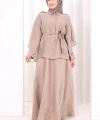 Kloş Etek Tunik Takım 8028 Vizon