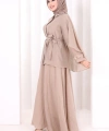 Kloş Etek Tunik Takım 8028 Vizon