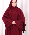 Kol Fırfır Detay Elbise Şal Hediye! 6073 Bordo