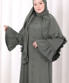 Kol Fırfır Detay Elbise Şal Hediye! 6073 Mint