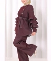 Koldan Fırfır Detay İkili Takım 8025 Bordo