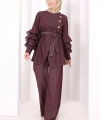 Koldan Fırfır Detay İkili Takım 8025 Bordo