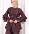 Koldan Fırfır Detay İkili Takım 8025 Bordo