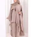 Kolyeli Tunik Pantolon Takım 8026 Vizon