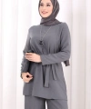 Kolyeli Tunik Pantolon Takım 8027 Antrasit