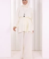 Kolyeli Tunik Pantolon Takım 8027 Ekru