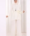 Kolyeli Tunik Pantolon Takım 8027 Ekru