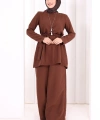 Kolyeli Tunik Pantolon Takım 8027 Kahverengi