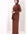 Kolyeli Tunik Pantolon Takım 8027 Kahverengi