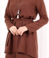 Kolyeli Tunik Pantolon Takım 8027 Kahverengi