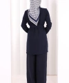 Kolyeli Tunik Pantolon Takım 8027 Lacivert