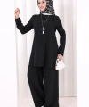 Kolyeli Tunik Pantolon Takım 8027 Siyah