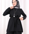 Kolyeli Tunik Pantolon Takım 8027 Siyah