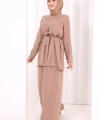 Kolyeli Tunik Pantolon Takım 8027 Somon