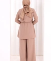 Kolyeli Tunik Pantolon Takım 8027 Somon