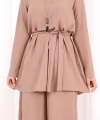 Kolyeli Tunik Pantolon Takım 8027 Somon