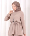 Kolyeli Tunik Pantolon Takım 8027 Vizon