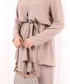 Kolyeli Tunik Pantolon Takım 8027 Vizon