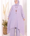 Kolyeli Tunik Pantolon Takım ŞAL HEDİYE! 8020 Lila