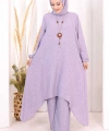 Kolyeli Tunik Pantolon Takım ŞAL HEDİYE! 8020 Lila