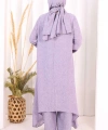 Kolyeli Tunik Pantolon Takım ŞAL HEDİYE! 8020 Lila