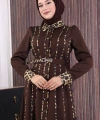 Leopar Biyeli Kemerli Elbise 3930 Kahverengi
