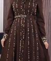 Leopar Biyeli Kemerli Elbise 3930 Kahverengi