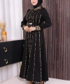 Leopar Biyeli Kemerli Elbise 3930 Siyah