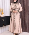 Leopar Biyeli Kemerli Elbise 3930 Taş