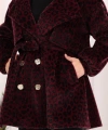 Leopar Düğmeli Kaban 70059-1 Bordo