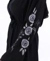 Nakış İşleme Detaylı Bel Kuşaklı Abaya 7898 Siyah