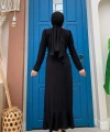 Ön Zincir Püskül Detay Balık Model Abiye Elbise 3810 Siyah