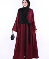Önden Bağlama Detaylı Abaya 70005 Bordo