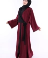 Önden Bağlama Detaylı Abaya 70005 Bordo