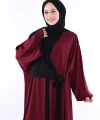 Önden Bağlama Detaylı Abaya 70005 Bordo