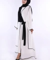Önden Bağlama Detaylı Abaya 70005 Ekru