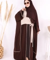 Önden Bağlama Detaylı Abaya 70005 Kahverengi