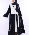 Önden Bağlama Detaylı Abaya 70005 Lacivert
