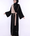Önden Bağlama Detaylı Abaya 70005 Siyah