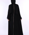 Önden Bağlama Detaylı Abaya 70005 Siyah