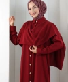 Önü Şal Detaylı Tunik Pantolon Takım 8018 Bordo
