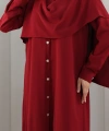 Önü Şal Detaylı Tunik Pantolon Takım 8018 Bordo
