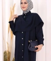Önü Şal Detaylı Tunik Pantolon Takım 8018 Lacivert