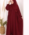 Oval Büzgülü Kol Manşetleri Lastikli  Ferace 6005 Bordo