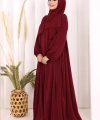 Oval Büzgülü Kol Manşetleri Lastikli  Ferace 6005 Bordo