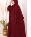 Oval Büzgülü Kol Manşetleri Lastikli  Ferace 6005 Bordo