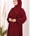 Oval Büzgülü Kol Manşetleri Lastikli  Ferace 6005 Bordo