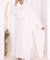 Pamuk Çiçek Detaylı Elbise Abaya ŞAL HEDİYE  8009 Ekru