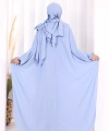 Pamuk Çiçek Detaylı Elbise Abaya ŞAL HEDİYE  8009 Mavi